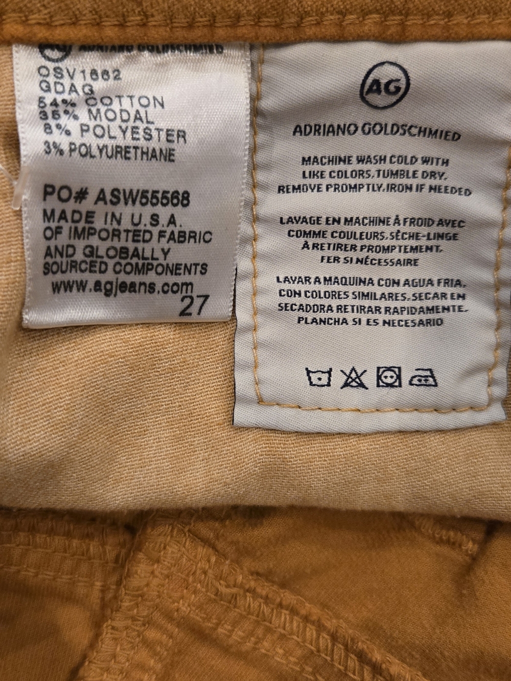AG Jodi Crop Corduroy Jeans NWT High Rise Slim Flare Orange Size 27 - Picture 5 of 6